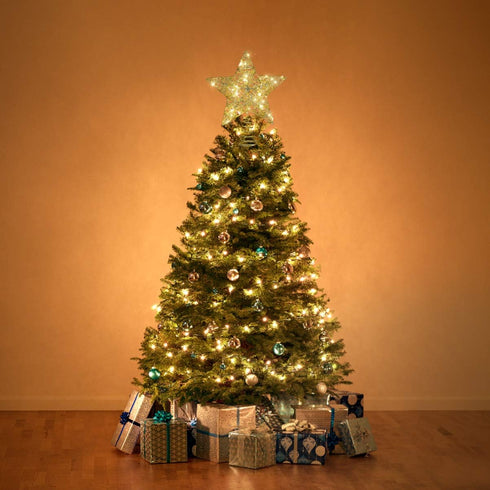 1pc Christmas Tree Topper Star Ornaments Glittering Golden Festival Display Lighted Clear Decor...