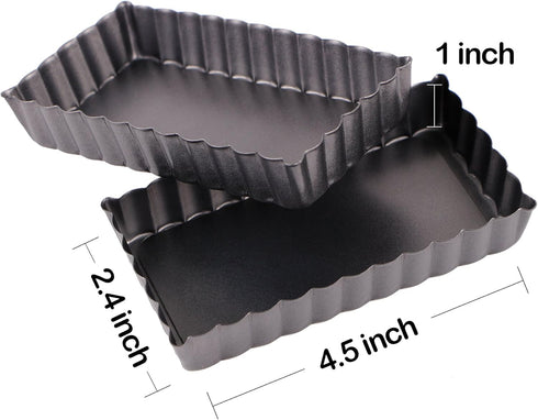 Webake 4 Pack Mini Tart Pans with Removable Bottom, Rectangular Baking Pan Non-Stick Cake Tin for Oven and Insta Pot Baking...