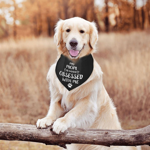 My Mom is So Obsessed with Me Dog Bandana Scarf Triangle Bibs Pet Accessories Cat Kerchief...