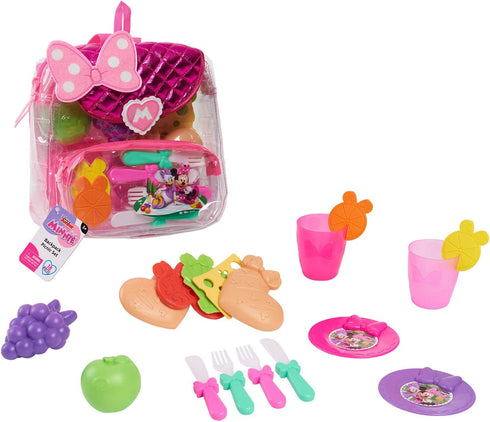 Disney Junior Minnie Mouse 18-piece Backpack Picnic Set, Dress Up and Pretend Play, Kids Toys for Ages 3 Up, Amazon Exclusive by Just Play...