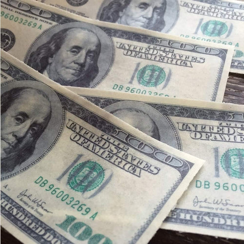 24 Precut 100 Dollar Bill Edible Money Image Wafer Paper for Cake Decorating Cupcake Decorations. Precut Edible Paper Fake Money....