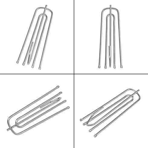 Stainless Steel Curtain Pleater Tape Hooks 75 Pack, Traverse Pleater 4 Prongs Curtain Pleat Hook Pinch Pleat Hook Clip (75)...