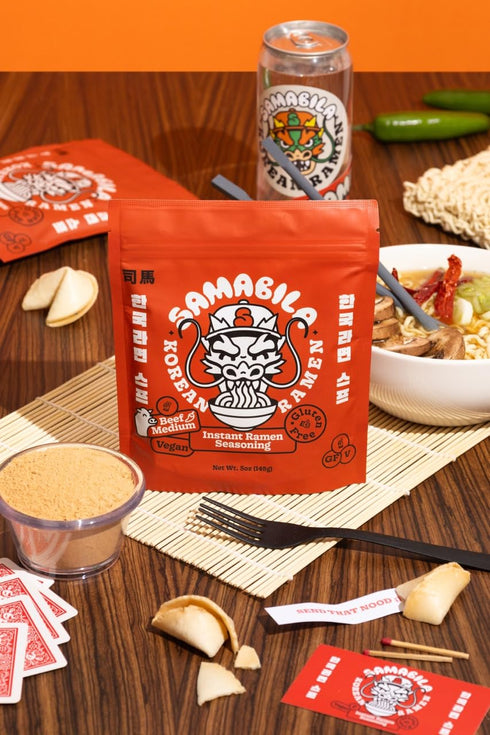 SAMABILA Beef Instant Ramen Seasoning Powder - Gluten Free - Vegan - Medium Spicy - Premium Soup Powder - 5 oz...
