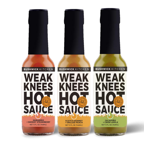 Weak Knees Jalapeño + Crisp Apple Hot Sauce, 5 oz Easy Pour Bottle, Classic Hot Pepper Sauce with Cider Apples and Peppers, Foodie Gifts, Hot Sauc...