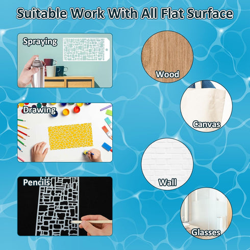 8pcs Stencils and Templates for Painting, Reusable Stencils for Wood Signs Wall Furniture Paper, Art Stencil Templates for Drawing Painting, Scrap...