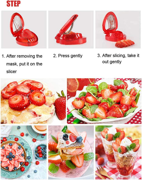 Strawberry Huller Fruit Slicer Set, Berry Stem Leaves Huller Gem Remover Removal Fruit Peeling Tool Kitchen Gadgets Corer Easy for Remove Strawber...
