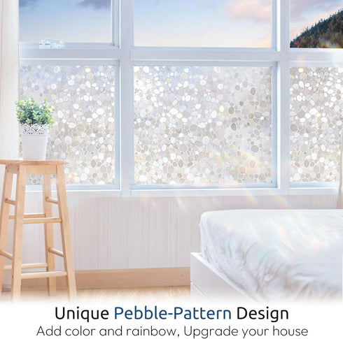 rabbitgoo Window Privacy Film, Decorative Rainbow Window Clings for Glass Covering, Static Cling Non Adhesive Door Stickers UV Blocking, Stained G...
