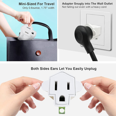 3 Prong to 2 Prong Adapter,YOELVN 3-2 Prong Grounding Outlet Converter, Portable Fireproof 200? Resistant Wall Outlet Plug Adapter,Three Prong Ada...