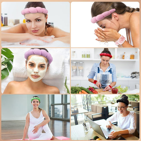 BLAAROOM Spa Headband & Wristband Set for Women Soft Sponge Headband for Washing Face Skincare Makeup Headbands Hair Accessories for Teen Girl Gif...