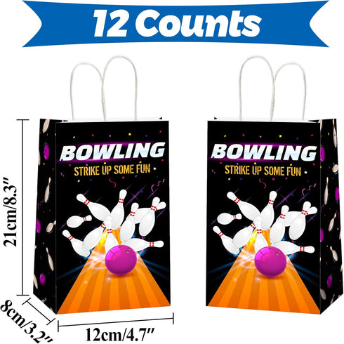 chiazllta 12 Pieces Bowling Party Gift Treat Bag Bowling Ball Candy Goodie Favor Bags with Handle for Bowling Theme Birthday Party Baby Shower Fav...