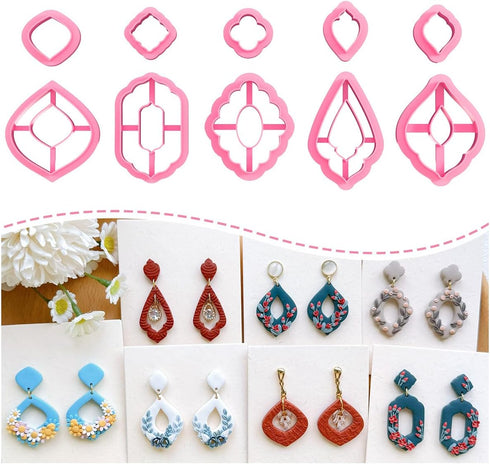 KEOKER Polymer Clay Cutters, Boho Clay Cutters for Polymer Clay Jewelry, Basic Polymer Clay Cutters, Clay Earrings Cutters.((A)...