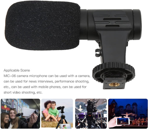 Camera Microphone, Universal 3.5mm Mobile Phone Camera Mini Microphone,Camcorder Camera Video Mic,for Live Conference Video Vlog...