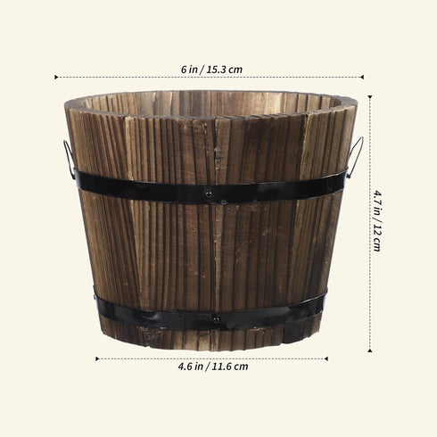 Healeved Wooden Whiskey Barrel Planter Garden Flower Pot Decor Plant Container Box Brown (Size 2)...