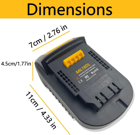 for Milwaukee to Dewalt Battery Adapter, for Milwaukee M18 18v Lithium Battery Convert to Dewalt 18v-20v Lithium Batteries, Converter MIL18DL Use ...
