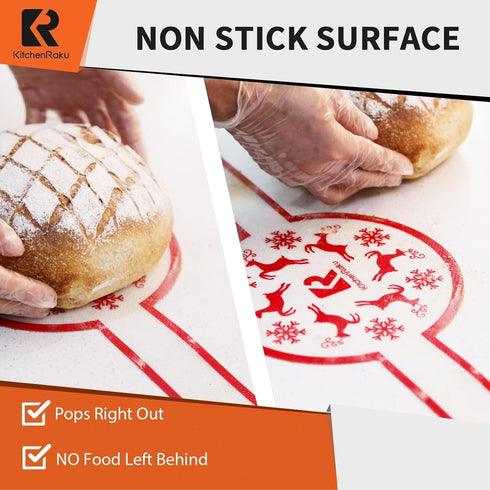 KitchenRaku Silicone Baking Mat for Dutch Oven Bread Baking-Non-Stick Silicone Mat for Baking Sheet- Long Handles for Easier Transfer for Dough -S...