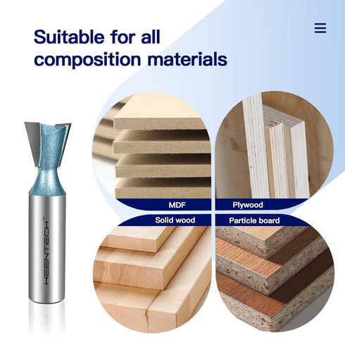 Router Bits, Carbide Tipped 14-Degree Dovetail Bit for Joinery, Industrial Grade Blue Cutting Tools for Woodworking (1/4 Inch Shank x 3/8 Inch Dia...