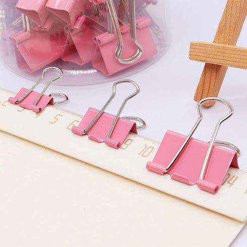 Pink Binder Clips Paper Clamps, Assorted Sizes Set (Small, Medium, Large) for Office School and Home Supplies...