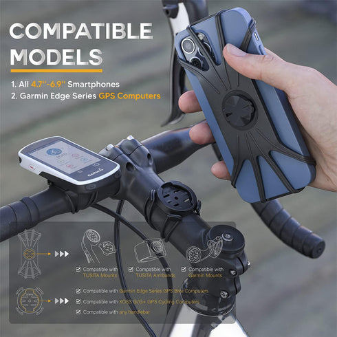 TUSITA 2 in 1 Bike Mount Quick Release, Quarter Turn Compatible with Garmin Edge GPS Computer, iPhone 14 13 12 Pro Max, Samsung Galaxy Note 20 S21...
