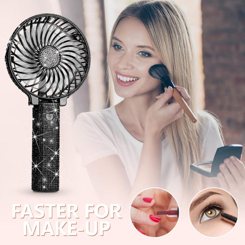 Mudder Crystal Bling Rhinestone Mini Handheld Fan Portable Usb Rechargeable Fan Battery Operated Small Folding Personal Fan for Girls Women Outdoo...