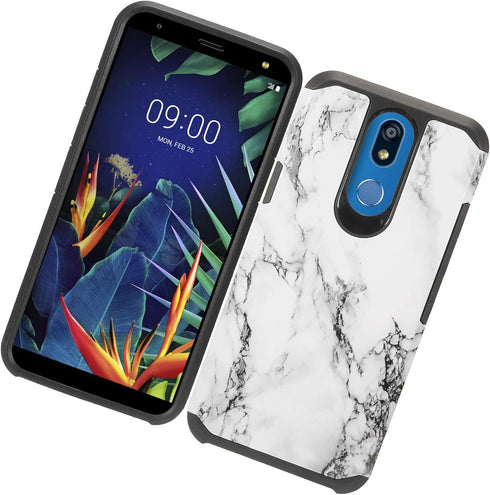 Z-GEN - Compatible with LG K40, Harmony 3, Xpression Plus 2 (2019) LM-X420, LG Solo LTE L423DL - Hybrid Image Phone Case - AD1 White Marble...