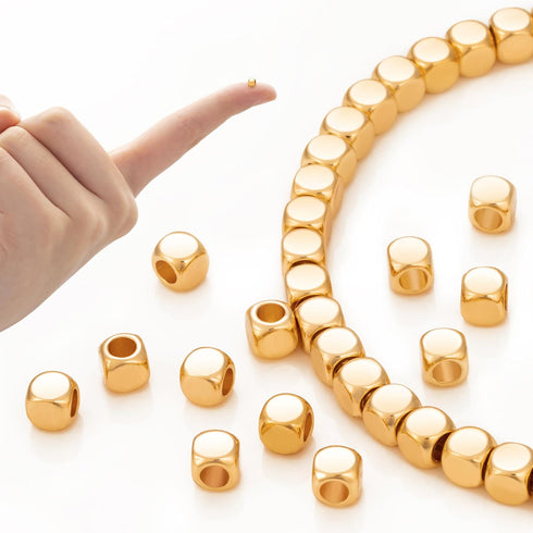 Gold Spacer Beads, 150pcs 3mm Real 18K Gold Plated Cube Spacers Beads for Jewelry Making, Gold Plated Solid Brass Beads for DIY Bracelet Necklace ...