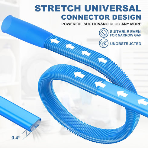 Dryer Vent Cleaner Kit Dryer Lint Vacuum Attachment with Stretch Universal Connector, Dryer Vent Cleaning Tool Vacuum Hose Lint Remover, Blue...