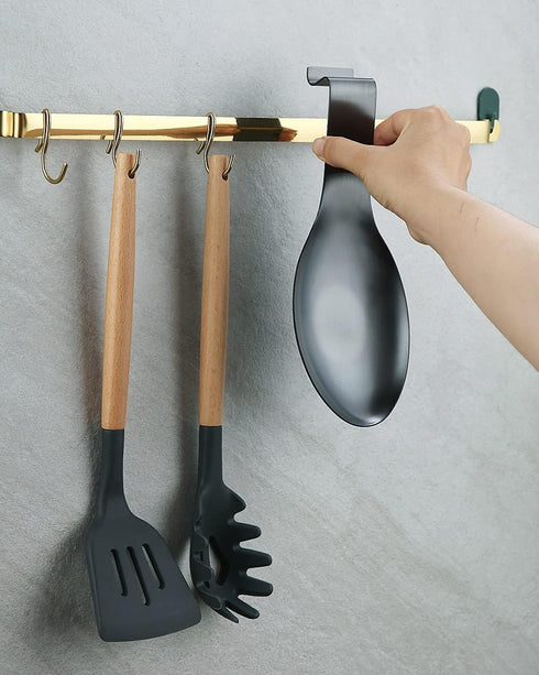 Matte Black Spoon Rest, Stainless Steel Spoon Holder for Stove Top, kitchen utensils Holder for Ladles, Tongs, Spatula, Stove Spoon Holder, Pot Li...