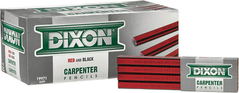 DIXON Industrial Carpenter Pencils, Soft Graphite Core, Red/Black, 7", 12-Pack (19971)...