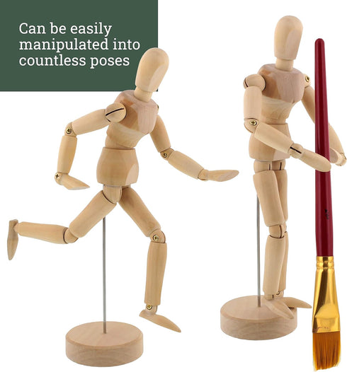 US Art Supply® Wood 8" Male - Artist Drawing Manikin Articulated Mannequin with Base and Flexible Body - Perfect for Drawing The Human Figure (8" ...