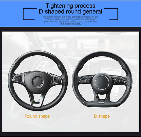LoyaForba Leather Car Steering Wheel Cover, Elastic Breathable Anti-Slip Steering Wheel Protector, Car Interior Accessories for Men Women, Univers...
