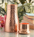 Indian Art Villa Pure Copper Bedroom Water Bottle With Inbuilt Glass & Hammered Shine Design, Drinkware, Storage Purpose, Volume-32 Oz...