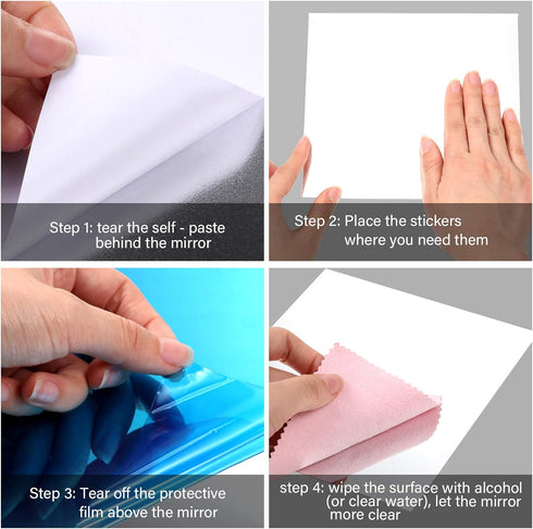 Flexible Mirror Sheets Self Adhesive Non Glass Mirror Tiles Stickers for Home Wall Decor(10 Pieces,6 x 6 Inches)...
