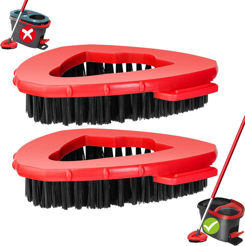 2 Pack Scrub Brush Replacement Head Compatible with O Ceda EasyWring Spin Mop 1 Tank System,Triangle Hard Bristle Cleaning Brush Shower Floor Scru...