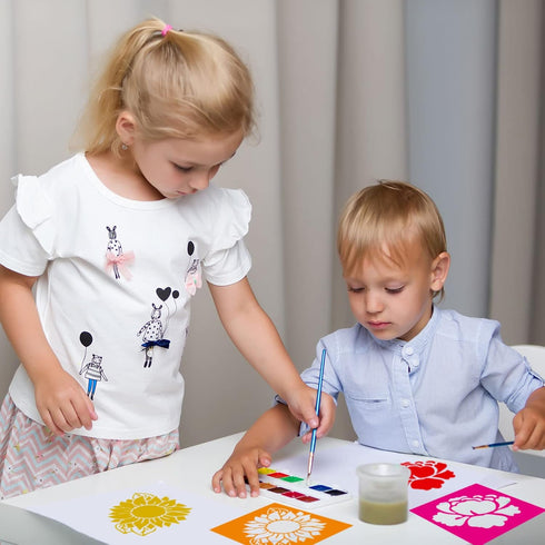 24 Pieces Spring Stencils for Kids 8 Inches Summer Drawing Stencils Chalk Stencils Large Washable Garden Flower Butterfly Themed Primary Shape Tem...