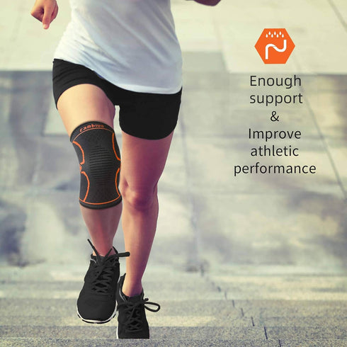 CAMBIVO 2 Pack Knee Brace, Knee Compression Sleeve for Men and Women, Knee Support for Running, Workout, Gym, Hiking, Sports (Orange,Large)...