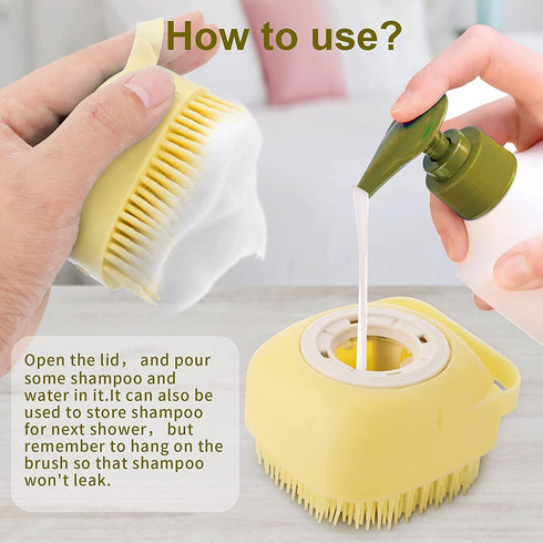 Pet Dog Cat Shedding Shampoo Brush Pet Bath Massage Shower Bubbles Self Cleaning Dog Grooming Brush Scrubber Brush for Bathing Hair Removal Soft S...