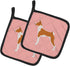 Caroline's Treasures BB3674PTHD Basenji Checkerboard Pink Pair of Pot Holders Kitchen Heat Resistant Pot Holders Sets Oven Hot Pads for Cooking Ba...