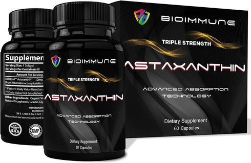 Triple Strength AstaQuil™ Astaxanthin 12mg Enhanced Absorption, 60 Softgels w/Organic Coconut Oil. Powerful Antioxidant for Eye, Joint & Heart Hea...