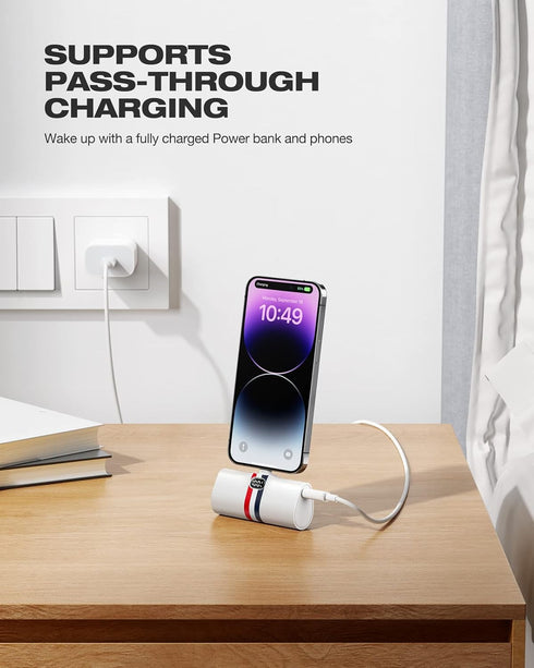 Mini Portable Charger for iPhone | 5000mAh 20W PD Fast Charging Battery Pack with Stand | Cute LED Display Small Power Bank for iPhone 14, 13, 12,...