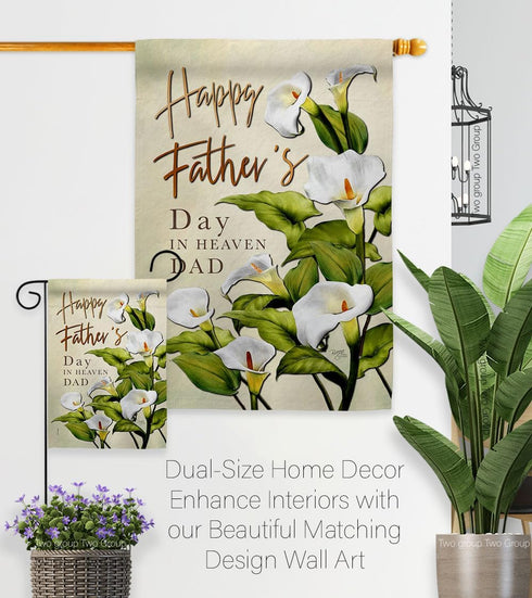 Breeze Decor Happy Fathers Day in Heaven Garden Flag Gifts Lawn Remembrance Porch Outdoor Wall Tapestry Yard Sign Grave Cemetery Decor Dad Home Ba...