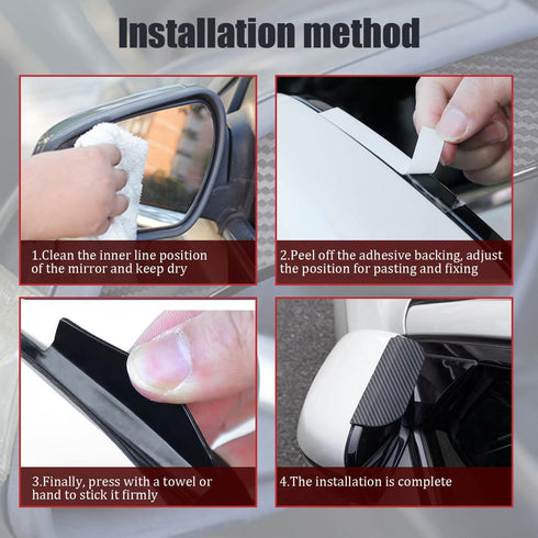 2PCS Rear View Mirror Visor,Carbon Fiber Mirror Rain Visor,Universal Car Rear View Mirror Rain Cover,Snap on Rain Eyebrow,Car Exterior Accessories...