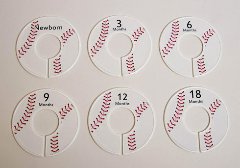 6 Baseball C196 Baby Boy Nursery Clothing Size Closet Dividers (1.25 Inch Rod)...