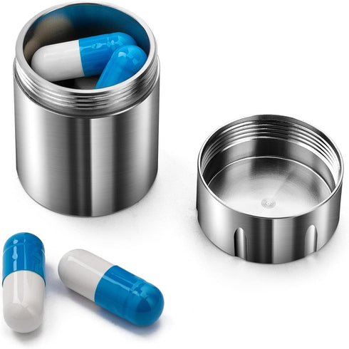 TISUR Portable Pill Cases, Metal Titanium Pill Holder Pocket Small Pill Box Keychain Waterproof Pill Bottle Medicine Organizer Case Container for ...