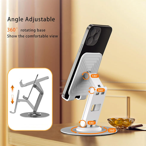 360°Rotating Cell Phone Stand for Desk, Portable & Foldable Phone Holder for Office & Home, Angle & Height Adjustable Tablet Stand for All Mobile ...