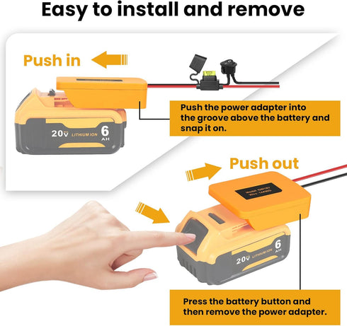 Power Wheel Battery Adapter Compatible with Dewalt 20V Battery Converter Kit with 14 AWG Wire, Fuse and Wire Terminals, Power Wheels Battery Conne...