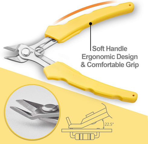 DOWELL Flush Cutter Micro Wire Cutters 5 Inch Stainless Steel Side Cutting Pliers Tools Precision Cutter for Soft Wires...
