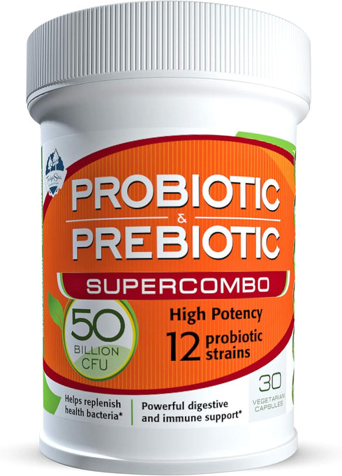 50 Billion CFU Prebiotic and Probiotic Supplement for Women and Men, 12 Strains for Daily Immune Support and Digestive Health, 30 Veggie Capsules,...
