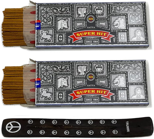 TRUMIRI Incense Stick Holder Bundle with Satya Super Hit 100g Incense Sticks - Pack of 2 (Approx 200 Sticks)...