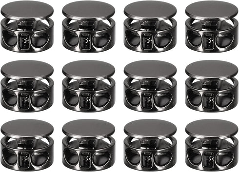 uxcell 12pcs Metal Cord Locks, 3.5mm Double Hole Spring Stopper Fasteners Slider Toggles End for Drawstrings Bags Backpack Clothing Lanyard, Black...