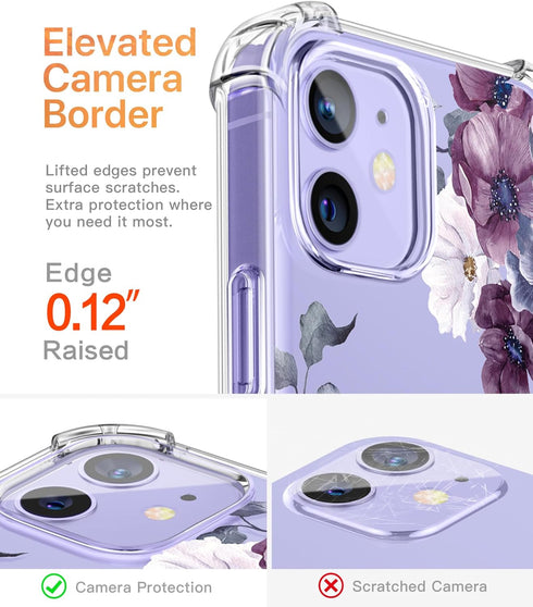 GVIEWIN for iPhone 12 Case and iPhone 12 Pro Case with Screen Protector + Camera Lens Protector, Clear Flexible TPU Shockproof Cover Women Girls F...